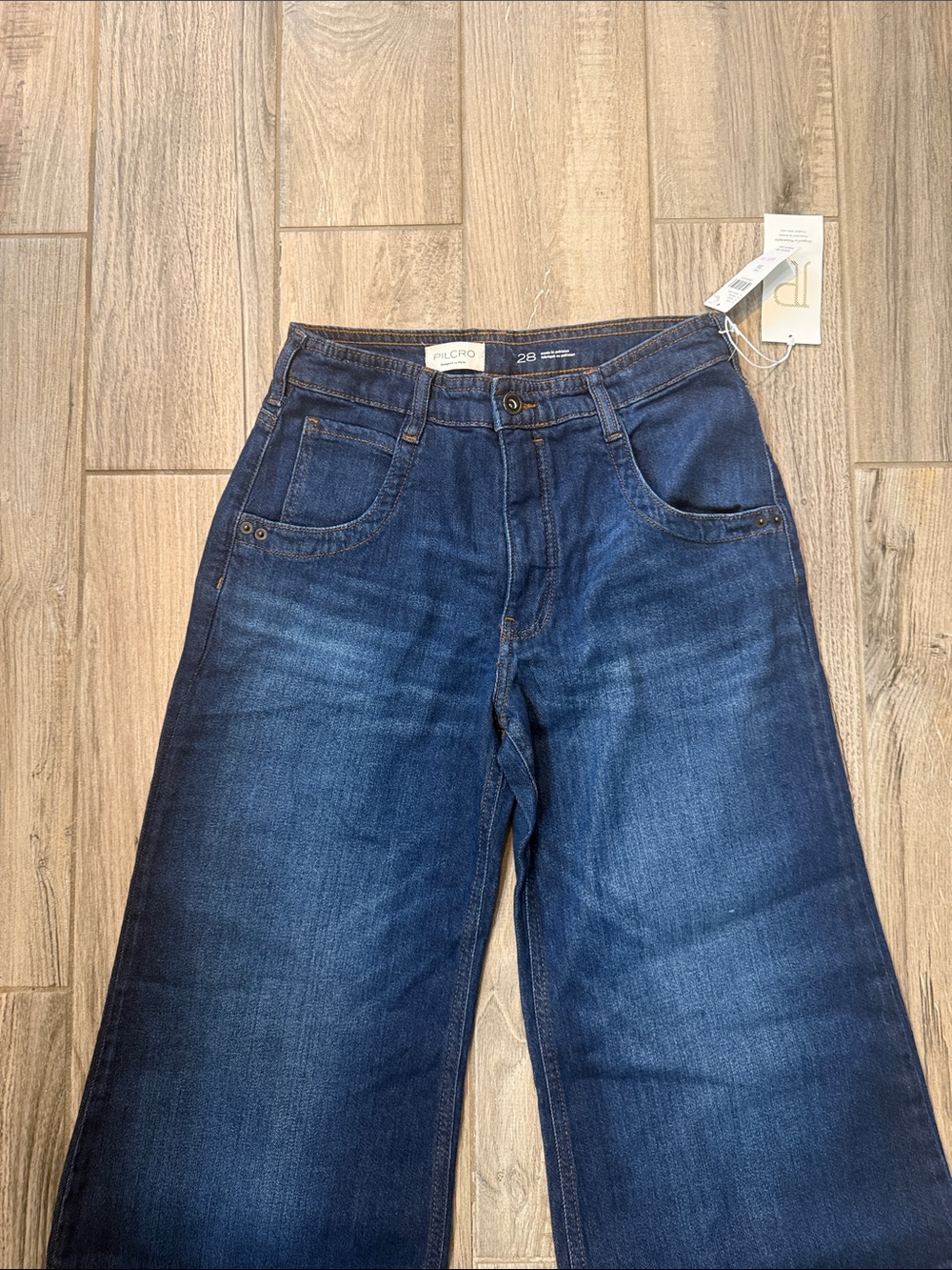 Pilcro Anthropologie Wide-Leg High-Rise Dark Blue Jeans Size 28 Fall Fashion - Picture 6 of 14